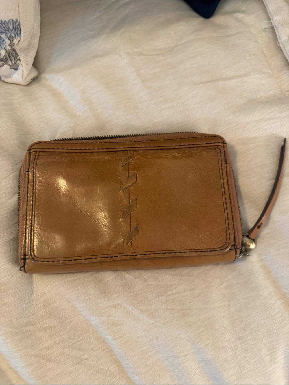HOBO Tan Leather Zip Around Wallet